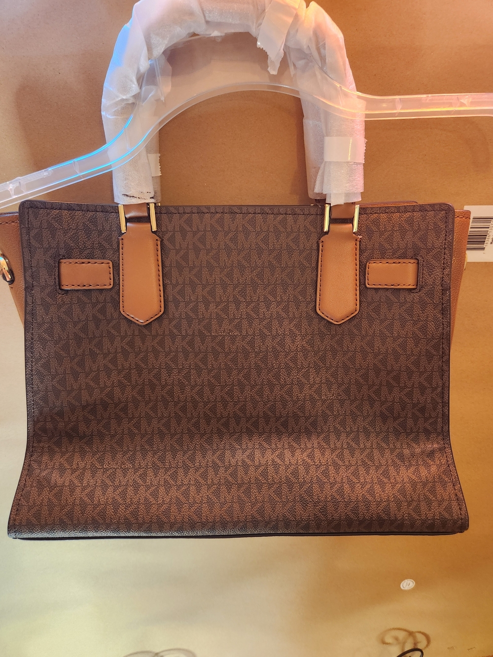 Michael Kors Hamilton Brown Logo Satchel With Strap NWT - Picture 2 of 4
